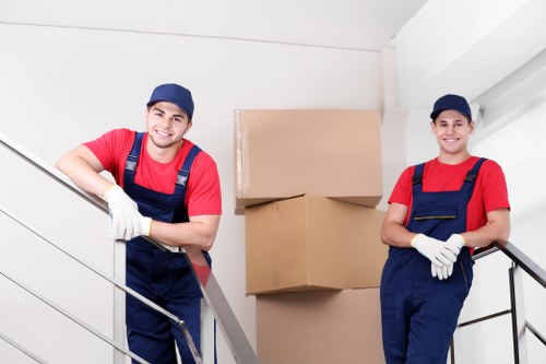Professional flat removals planning in Barnet with moving boxes and a van