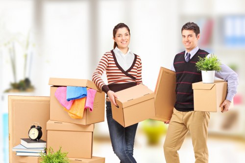 Furniture and boxes arranged for a Barnet house move